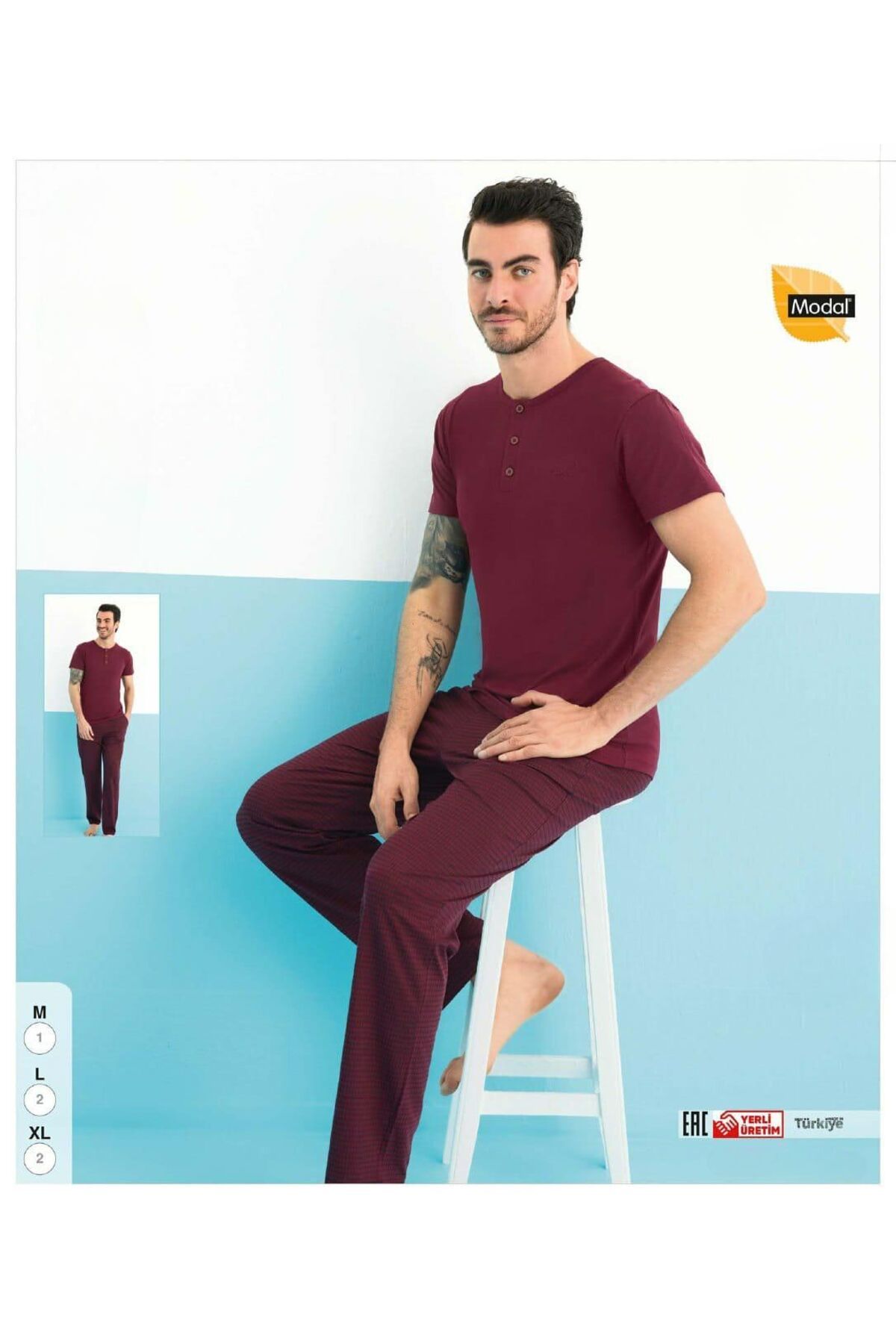 İpek Erkek Kısa Kol Altı Uzun Pijama Takımı