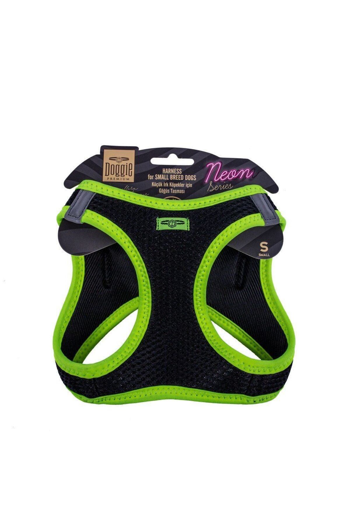 Doggie Havalı Dokuma Neon Küçük Irk Göğüs Tasması Sarı 32-38 cm (ANG-S)