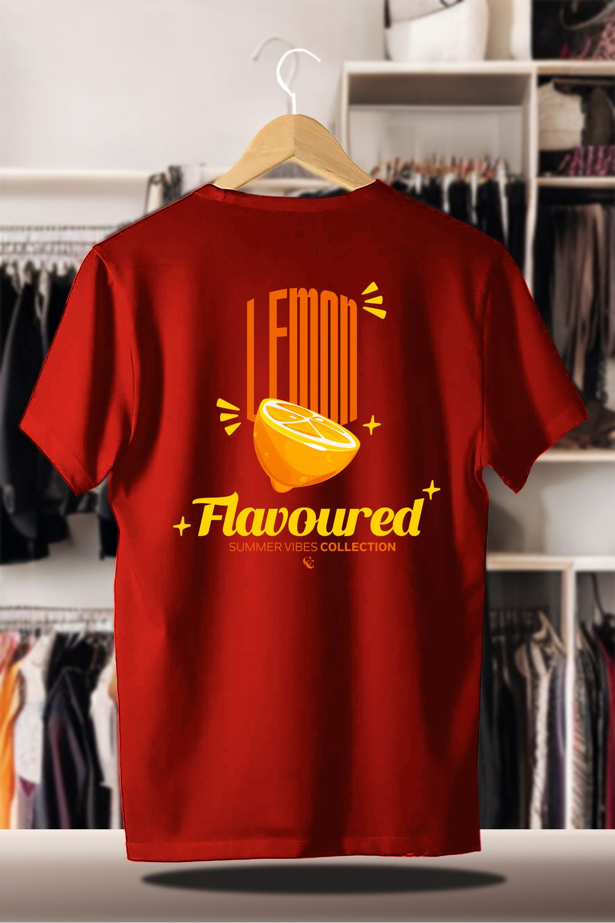C&C OKULCUNUZ Pamuklu Oversize Baskılı 3 İplik Şardonlu Kırmızı T-Shirt | Summer Yaz Lemon Limon Flavoured