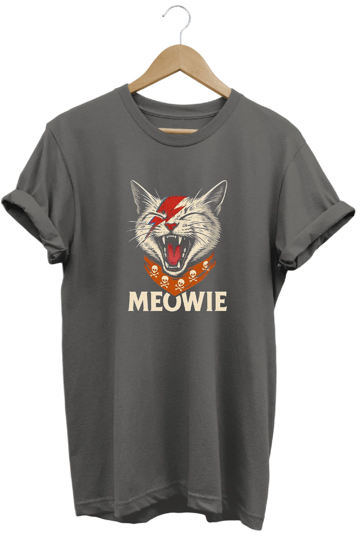 remonz Meow Kedi Baskılı %100 Pamuk Regular Fit Bisiklet Yaka T-shirt