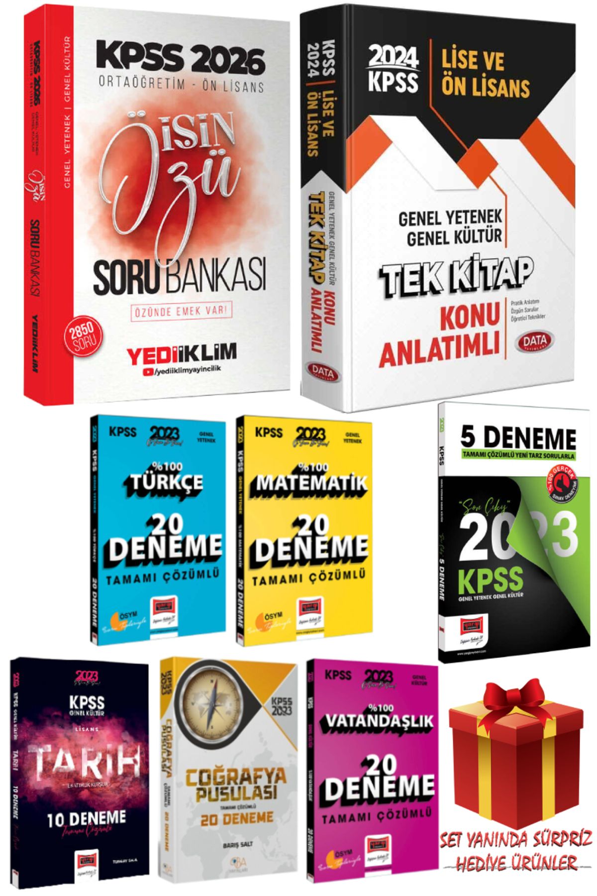 Yediiklim Yayınları 2026 Yediiklim KPSS Ortaöğretim Ön Lisans Soru Bankası+Ortaöğretim Ön Lisans Konu Anlatım+Deneme Set