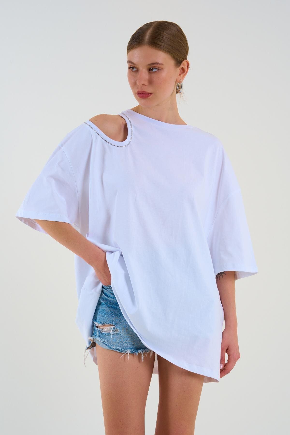 Boutique Sirena Omuzdan Dekolte Kısa Kollu T-shirt