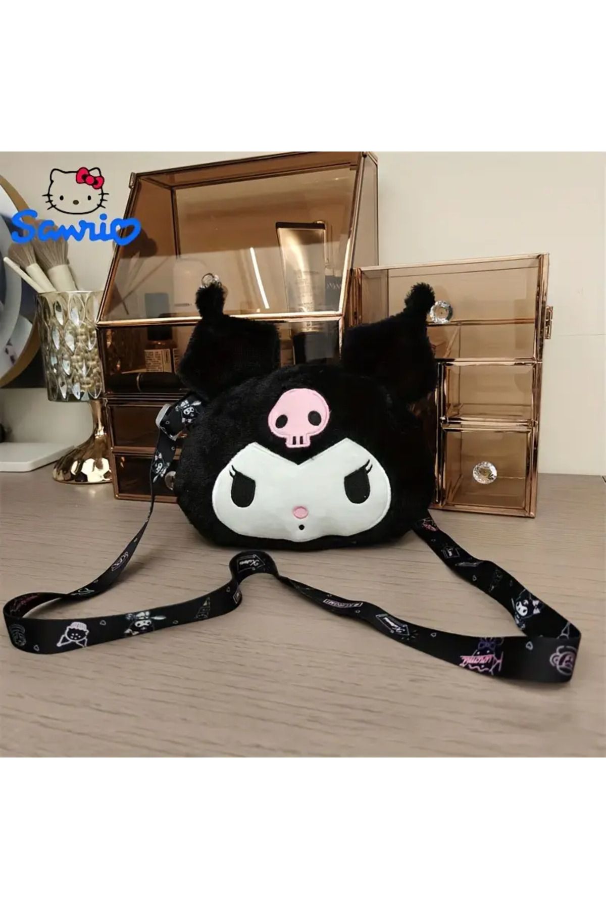 zeynobella Sanrio Kuromi Peluş Yumuş Yumuş Çapraz Çanta