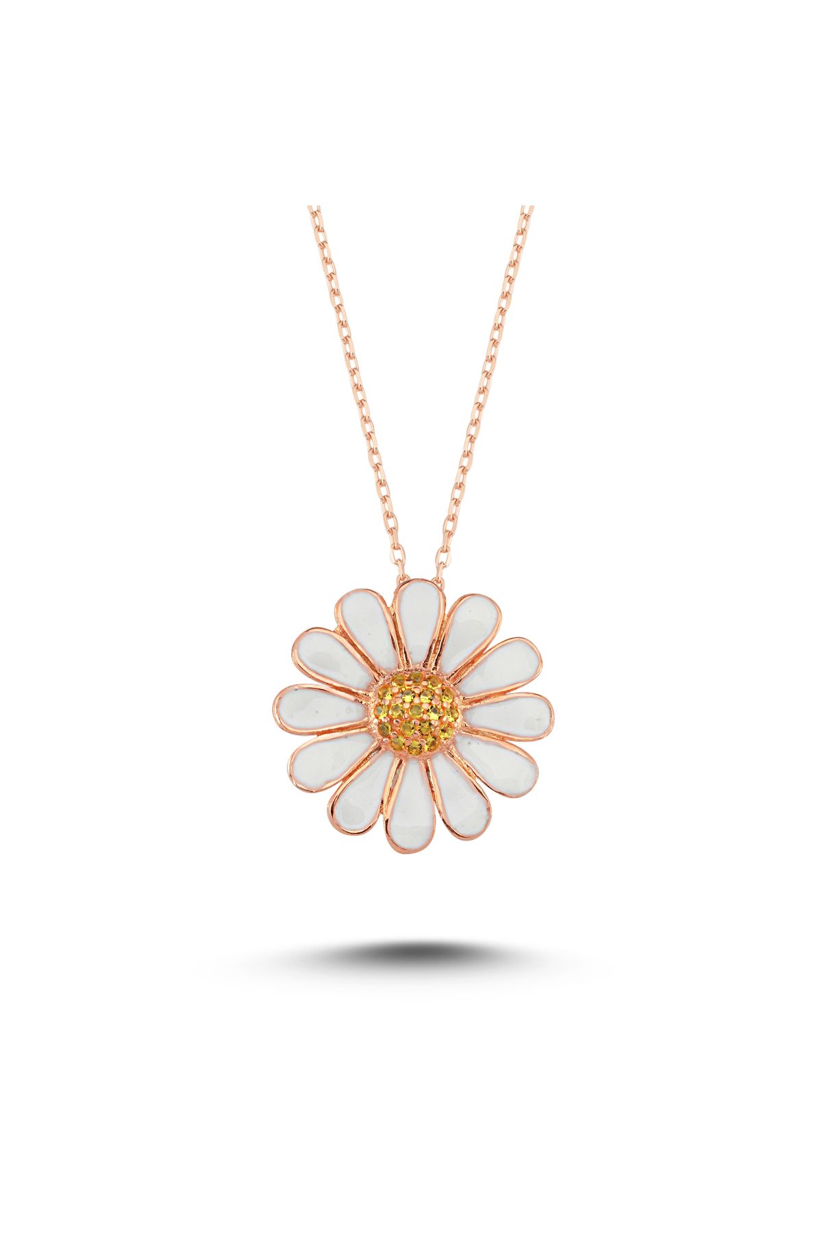 ASEL SILVER Papatya Figürlü Rose Gold Kolye – Zarif ve Enerjik Tasarım💛