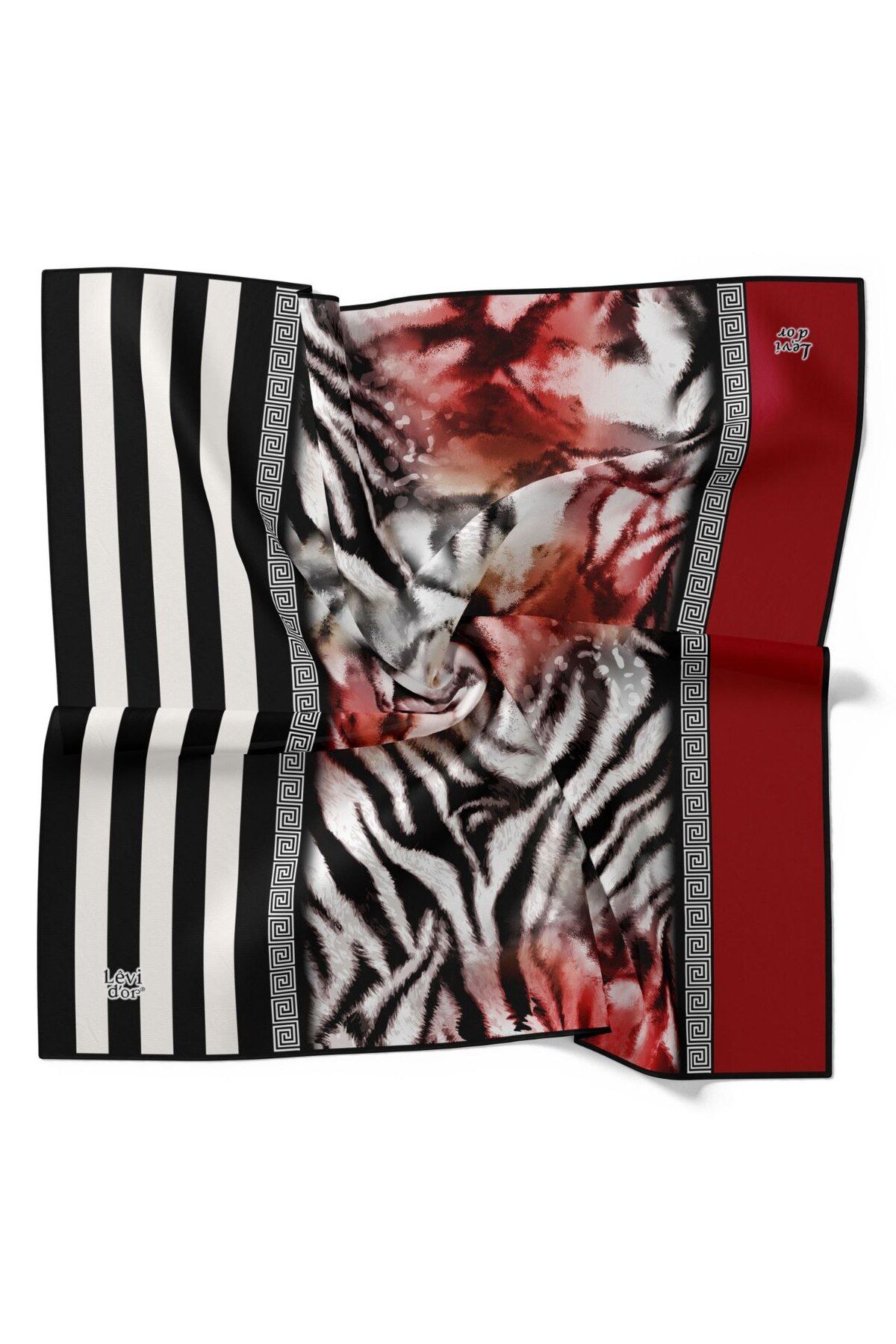 Levidor-Striped Leopard Pattern Sparkling Crystal Scarf 2
