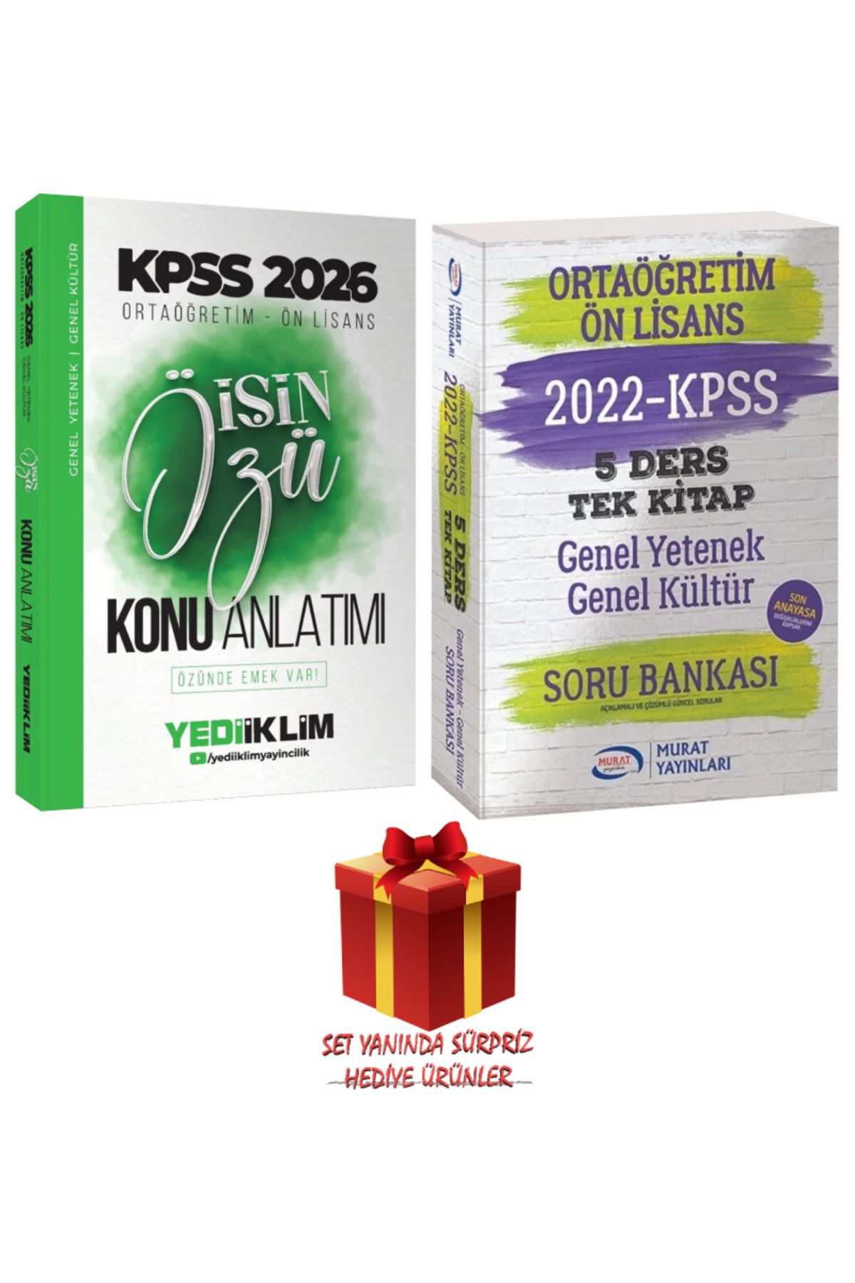 Yediiklim Yayınları 2026 KPSS Ortaöğretim Ön Lisans İşin Özü Konu Anlatımı+ Murat 5 Ders Tek Kitap Soru Bankası+ Hediye