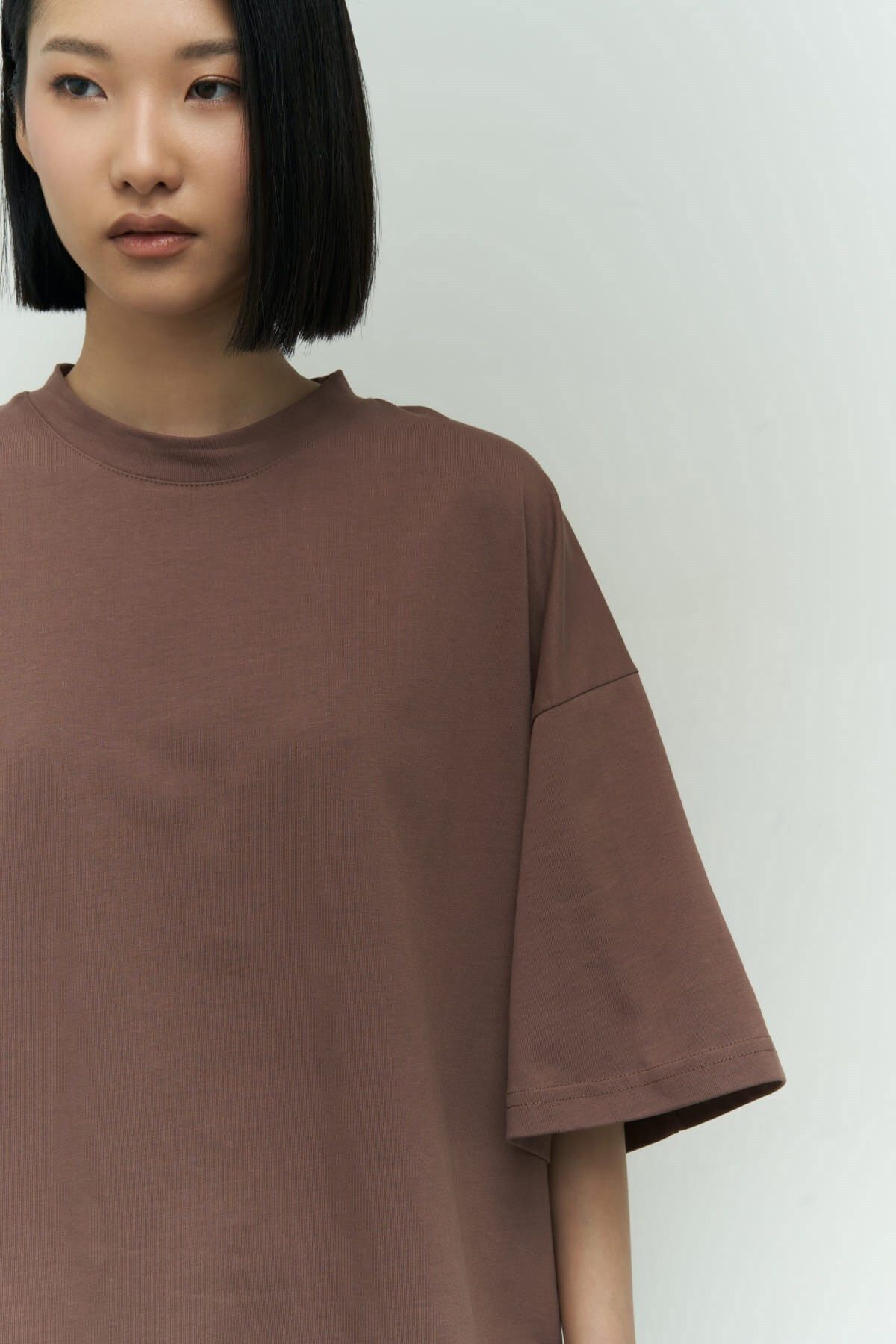 MAİ COLLECTİON-Mama Brown Color Oversize T-Shirt 4
