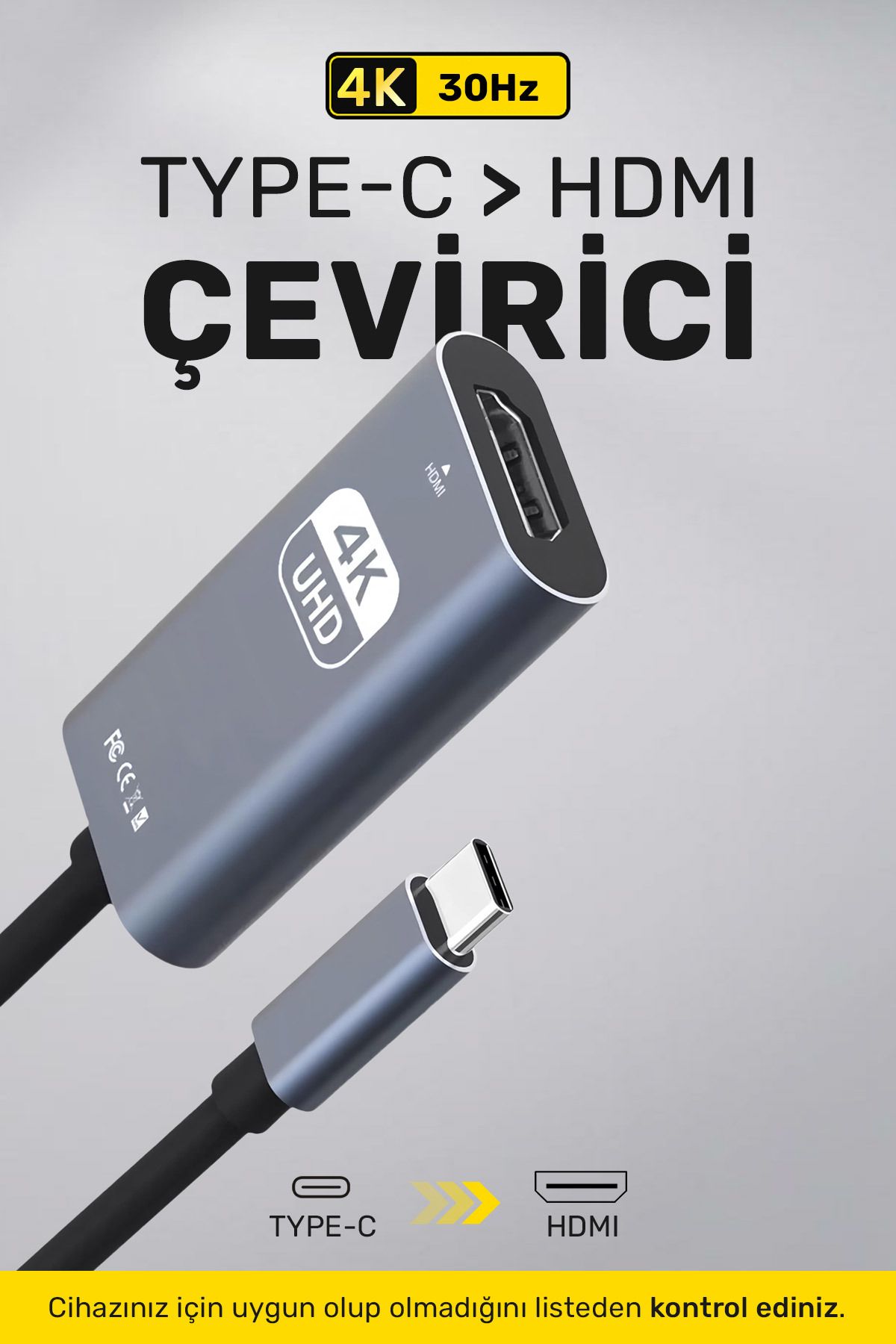 CONOCER MacBook, iPad ve iPhone 15/16 Uyumlu Type-C to 4K HDMI Çevirici – Görüntü Aktarım Dönüştürücü