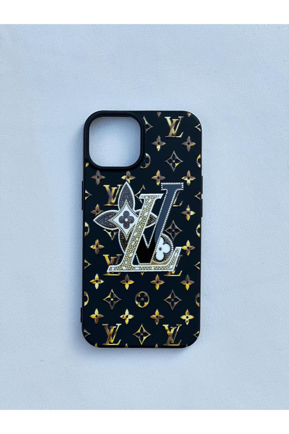 Vip Case iPhone 13 Uyumlu 'LV' Desenli İçi Kadife Kamera Çıkıntılı LSR KILIF 277