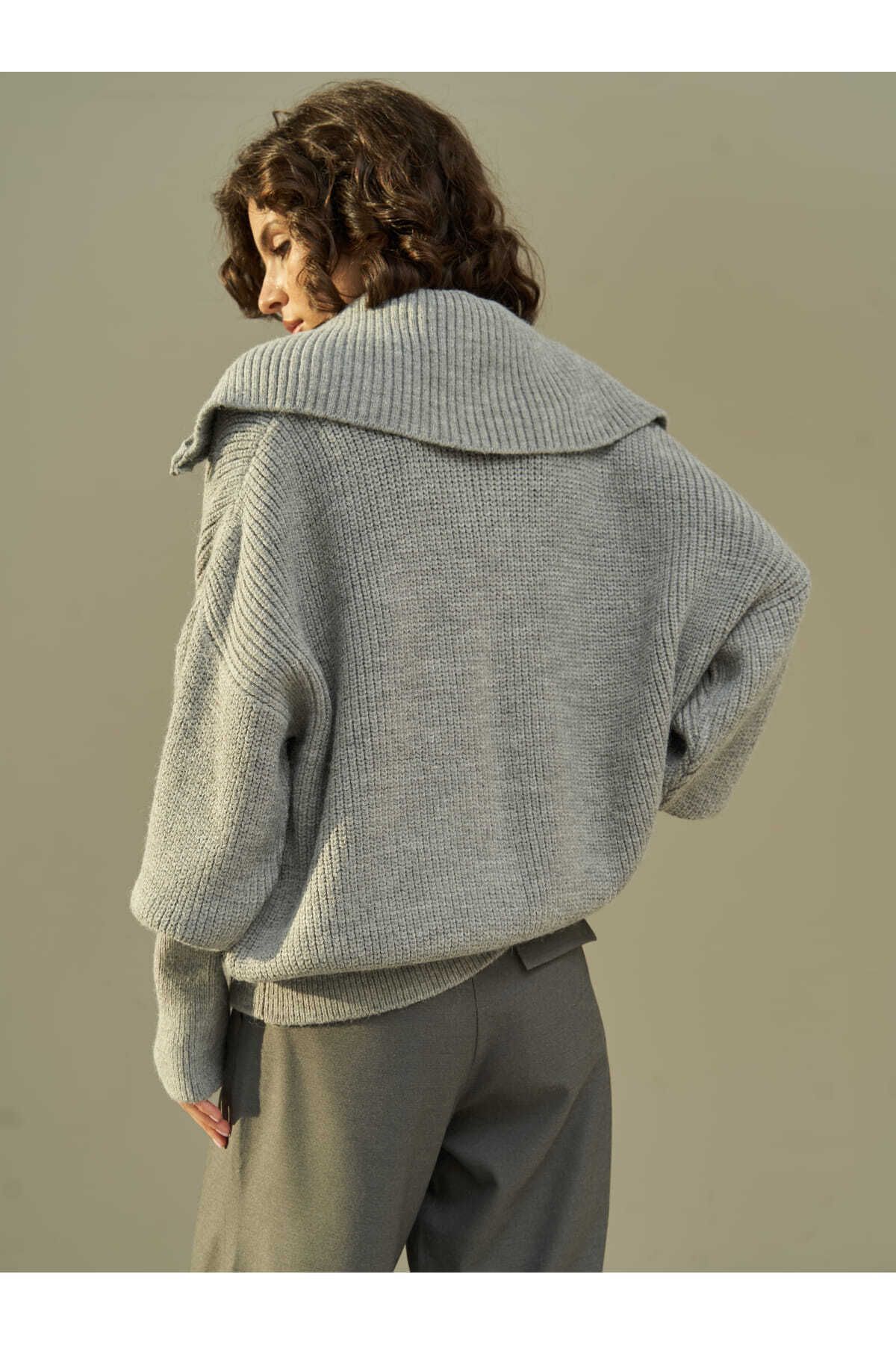 MAİ COLLECTİON-Cardigan din tricot cu fermoar afumat Mai Rafi 5