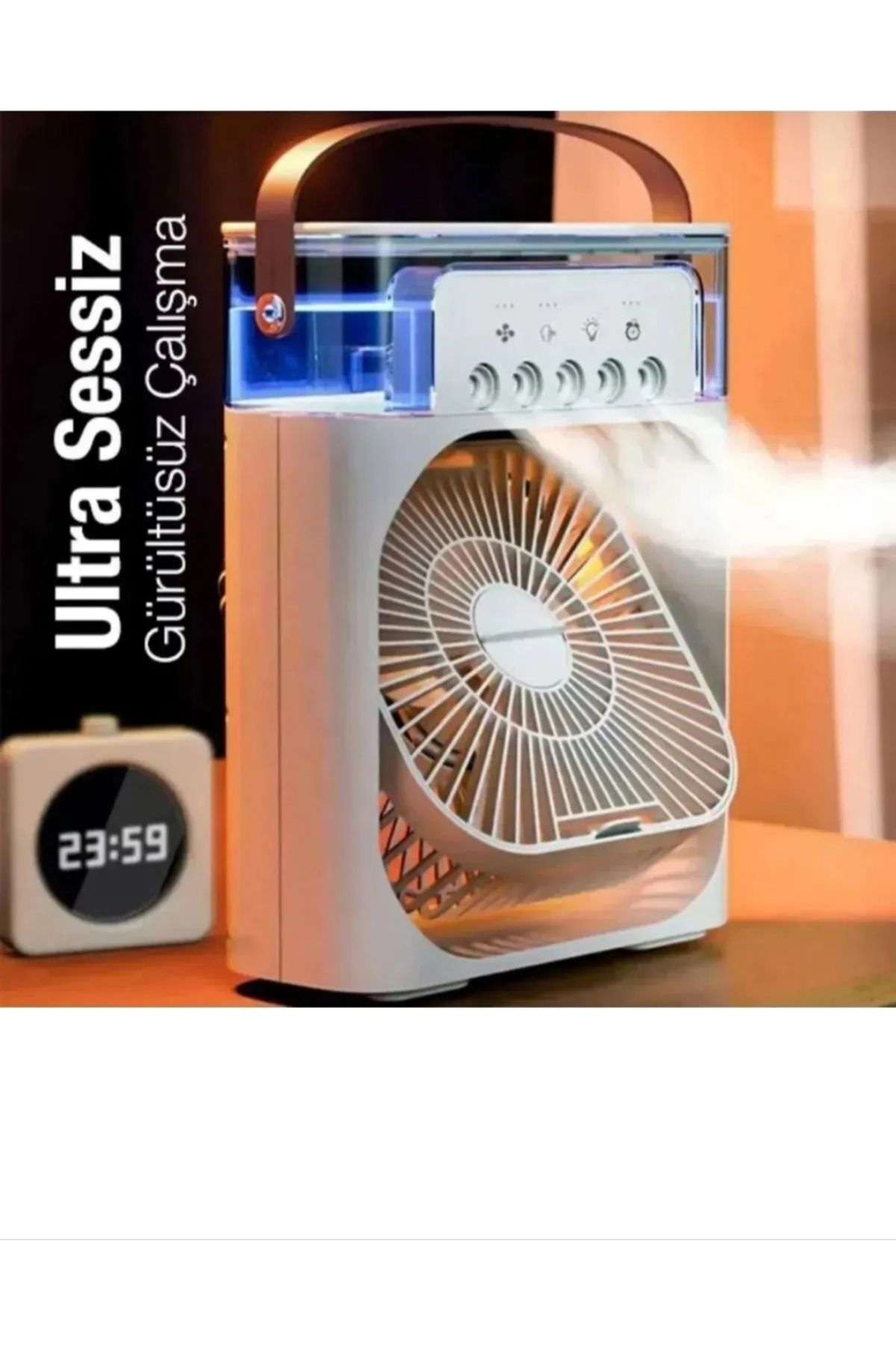 HOT POWER Yeni Işıklı 600ml 5 Spreyli Vantilatör Buzlu Buharlı Mini Klima Mini Fan