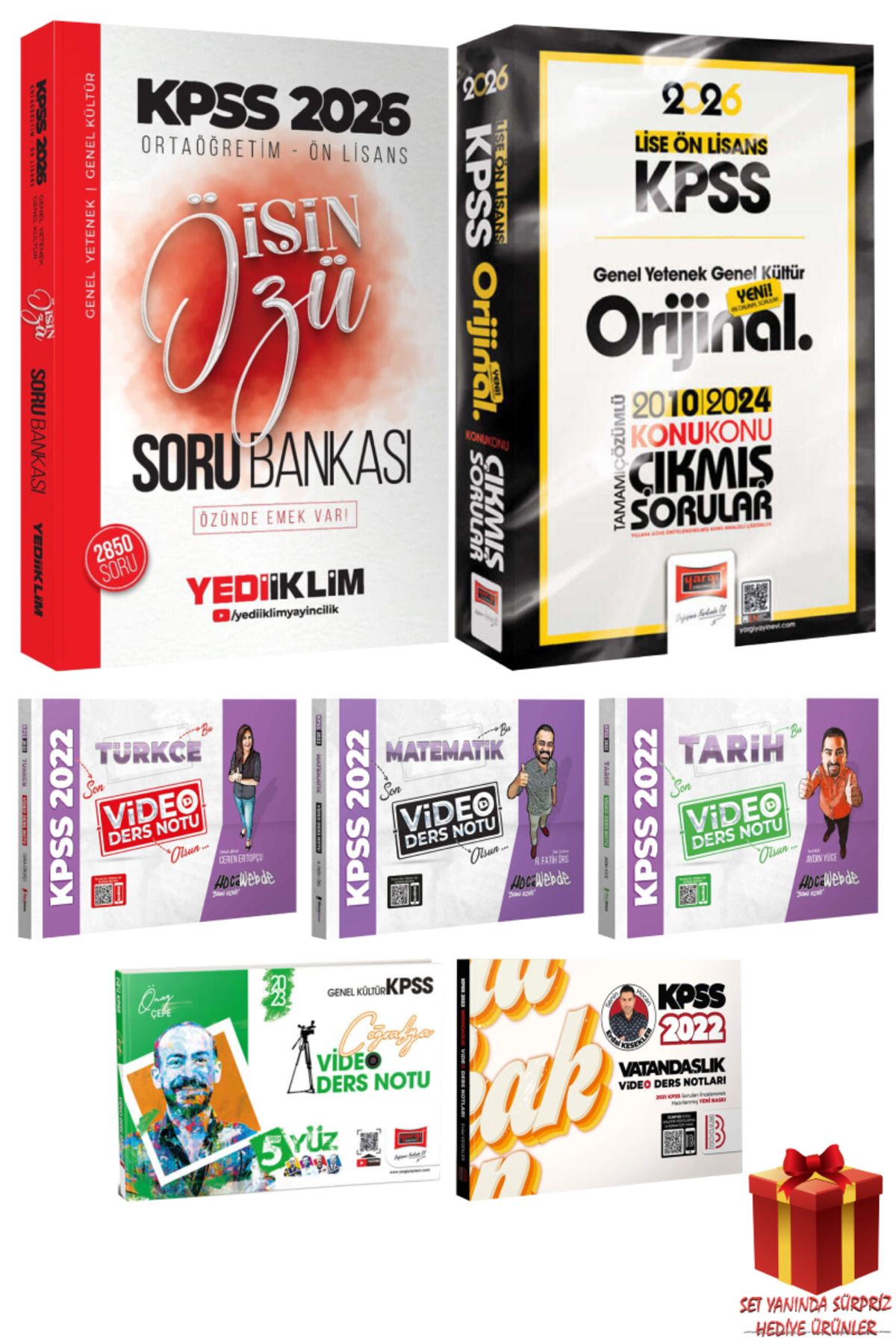 Yediiklim Yayınları 2026 KPSS Ortaöğretim Ön Lisans İşin Özü Soru Bankası+ Yargı Orijinal 2010-24Çıkmış Soru+ Video Ders