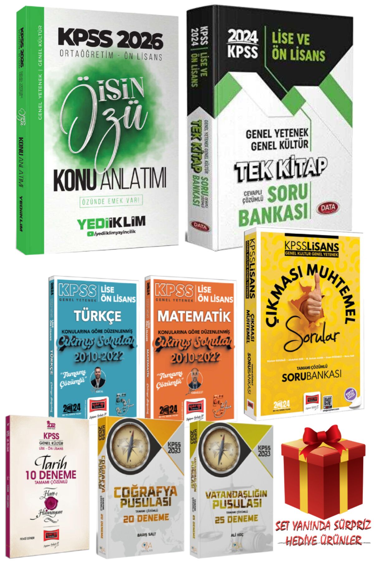 Yediiklim Yayınları 2026 Yediiklim KPSS Ortaöğretim Ön Lisans Konu Anlatım+Soru Bankası+Çıkmış S+Denemelerl+Çıkması M