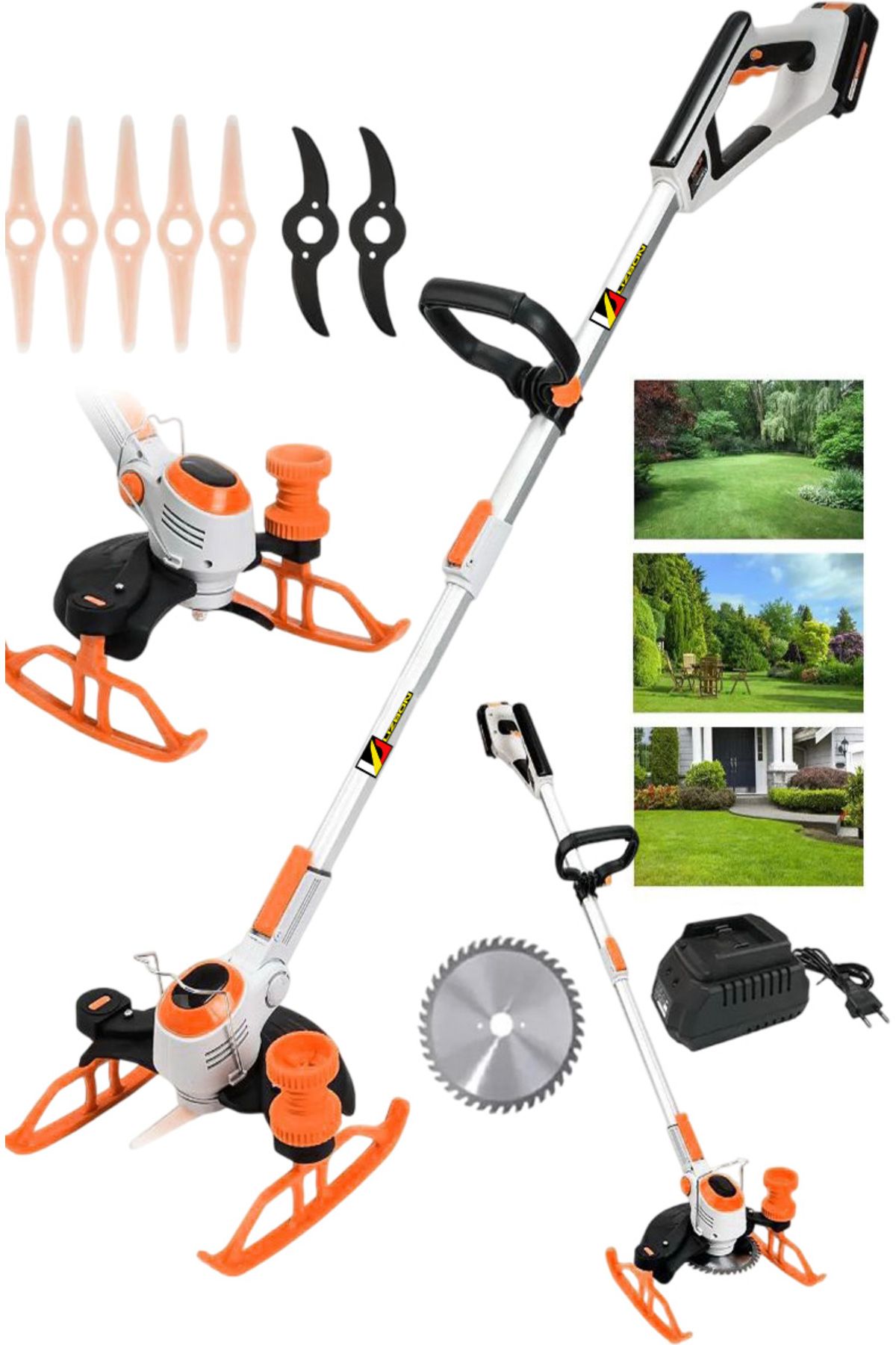 Lizbon Ultra Güçlü Kızaklı Çift Akülü Dijital Ekran Ot Çalı Çim Biçme Şarjlı Tırpan 9000r/min