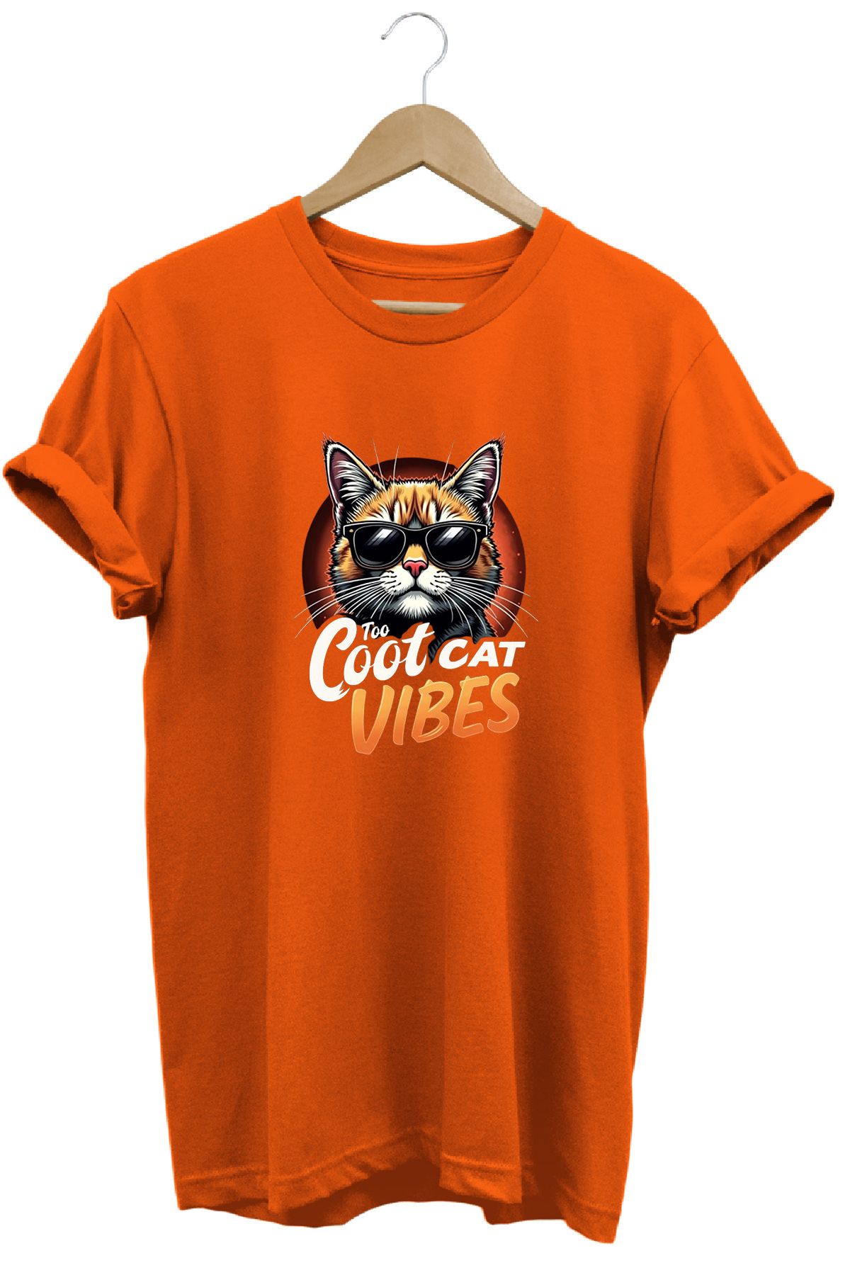 remonz Kedi Vibe Baskılı %100 Pamuk Regular Fit Bisiklet Yaka T-shirt