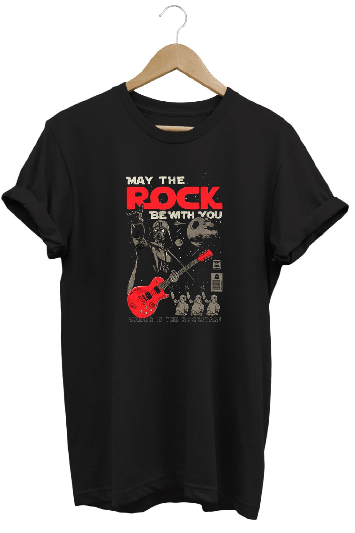 remonz Star Wars Rock Baskılı %100 Pamuk Regular Fit Bisiklet Yaka T-shirt