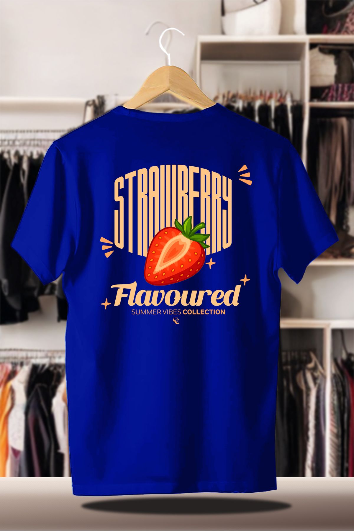 C&C OKULCUNUZ Pamuklu Oversize Baskılı 3 İplik Şardonlu Saks T-Shirt | Summer Yaz Çilek Flavoured