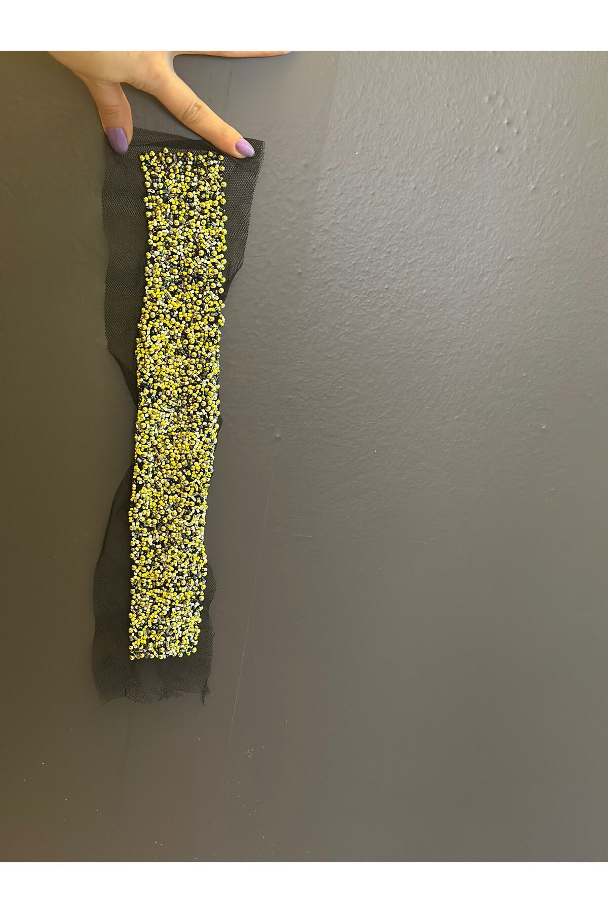 Gönülden Tasarım RENKLİ BONCUK İŞLEME APLİKE DİKİŞ AKSESUARI 36X6 CM