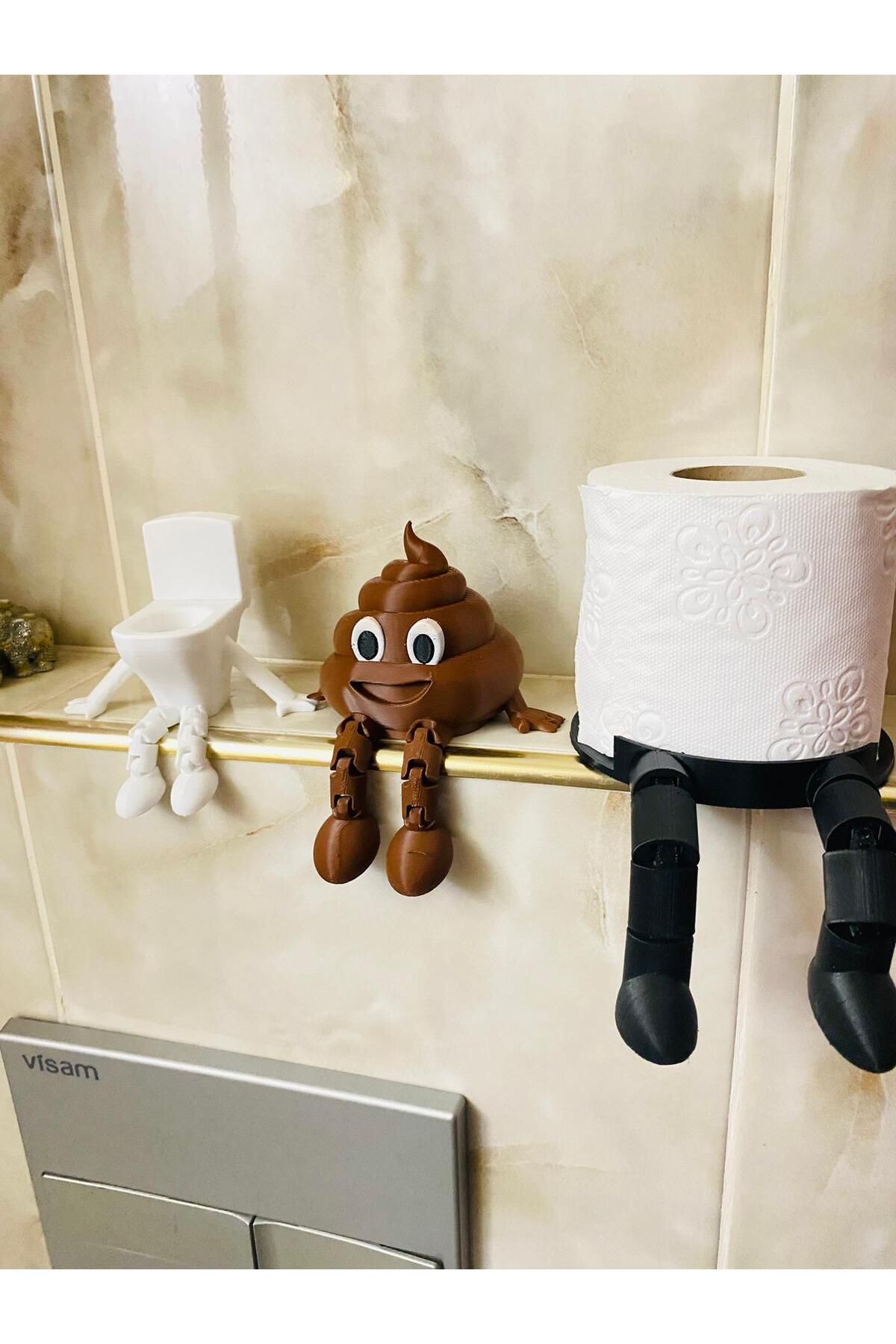 Eta3d 3'lü Banyo Klozet Süsü Kaka, Klozet ve Tuvalet Kağıdı Tutucu