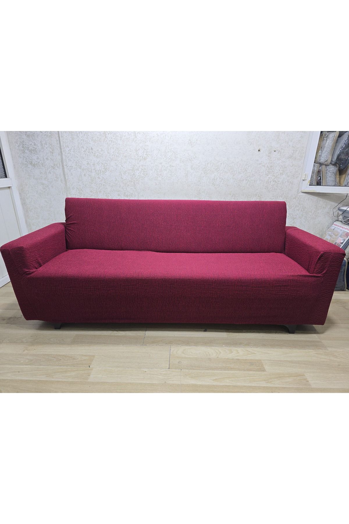 Rişte Home A Kaliteli Jakarlı Yarı Kaplama 3 3 1 1 Çubuk Desen Lastikli Kanepe,koltuk Örtüsü, Kılıfı Takımı