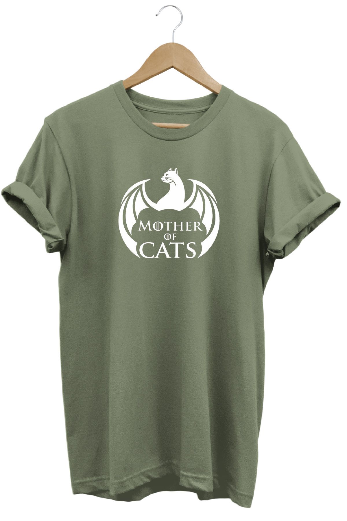 remonz Mother of Cats Kedilerin Annesi Baskılı %100 Pamuk Regular Fit Bisiklet Yaka T-shirt