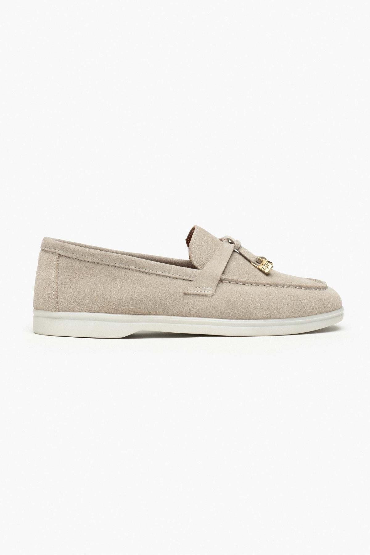 MODA Rahat ve şık kadin gunluk loafer suet ayakkabı LP