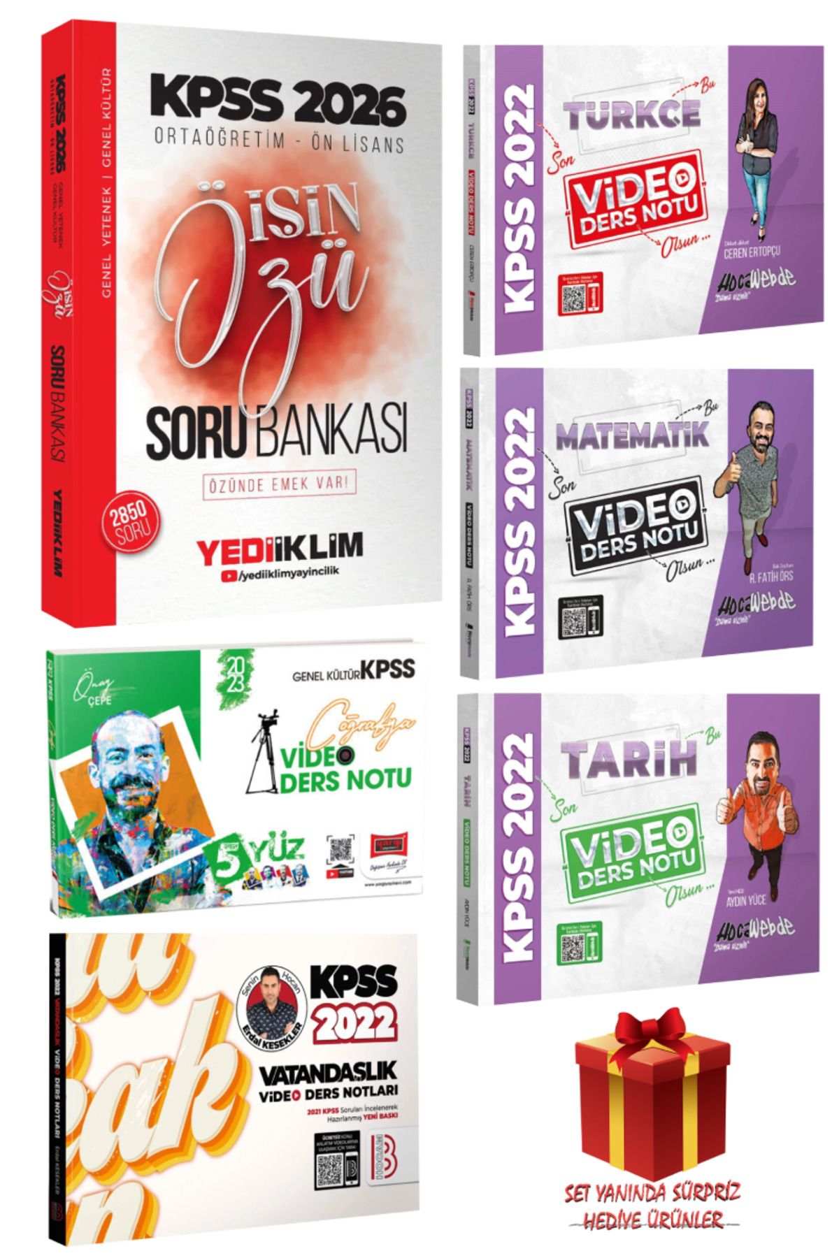 Yediiklim Yayınları 2026 KPSS Ortaöğretim Ön Lisans İşin Özü Soru Bankası+ Hoca Webde Benim Hocam Video Ders Notu+Hediye
