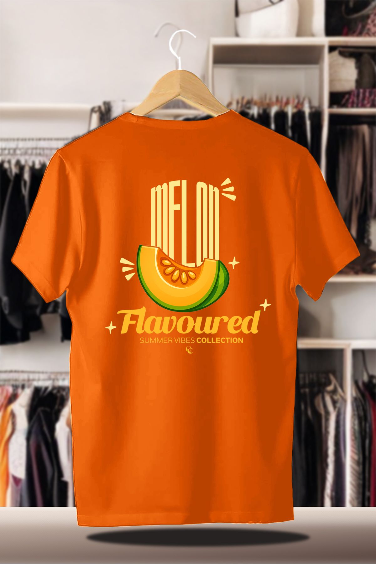 C&C OKULCUNUZ Pamuklu Oversize Baskılı 3 İplik Şardonlu Turuncu T-Shirt | Summer Yaz Melon Kavun Flavoured