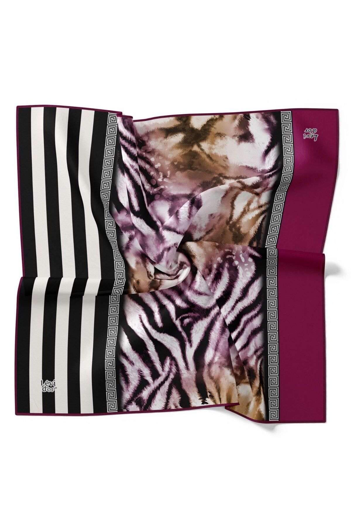 Levidor-Striped Leopard Pattern Sparkling Crystal Scarf 2