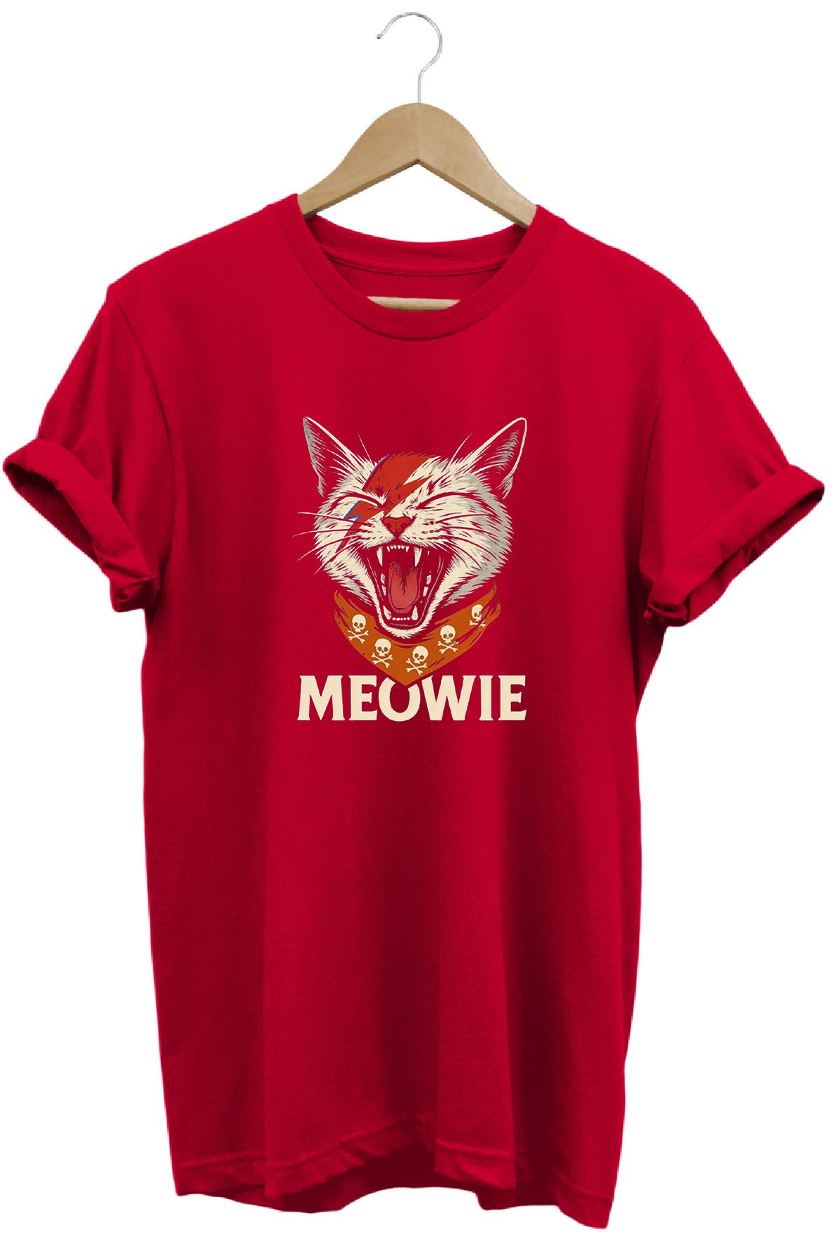 remonz Meow Kedi Baskılı %100 Pamuk Regular Fit Bisiklet Yaka T-shirt