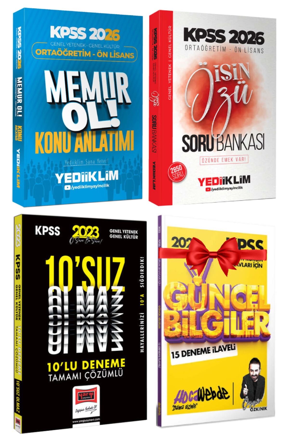 Yediiklim Yayınları 2026 Yediiklim KPSS Ortaöğretim Ön Lisans Konu Anlatım Memur OL+ Soru Bankası+Denemer+Hediye