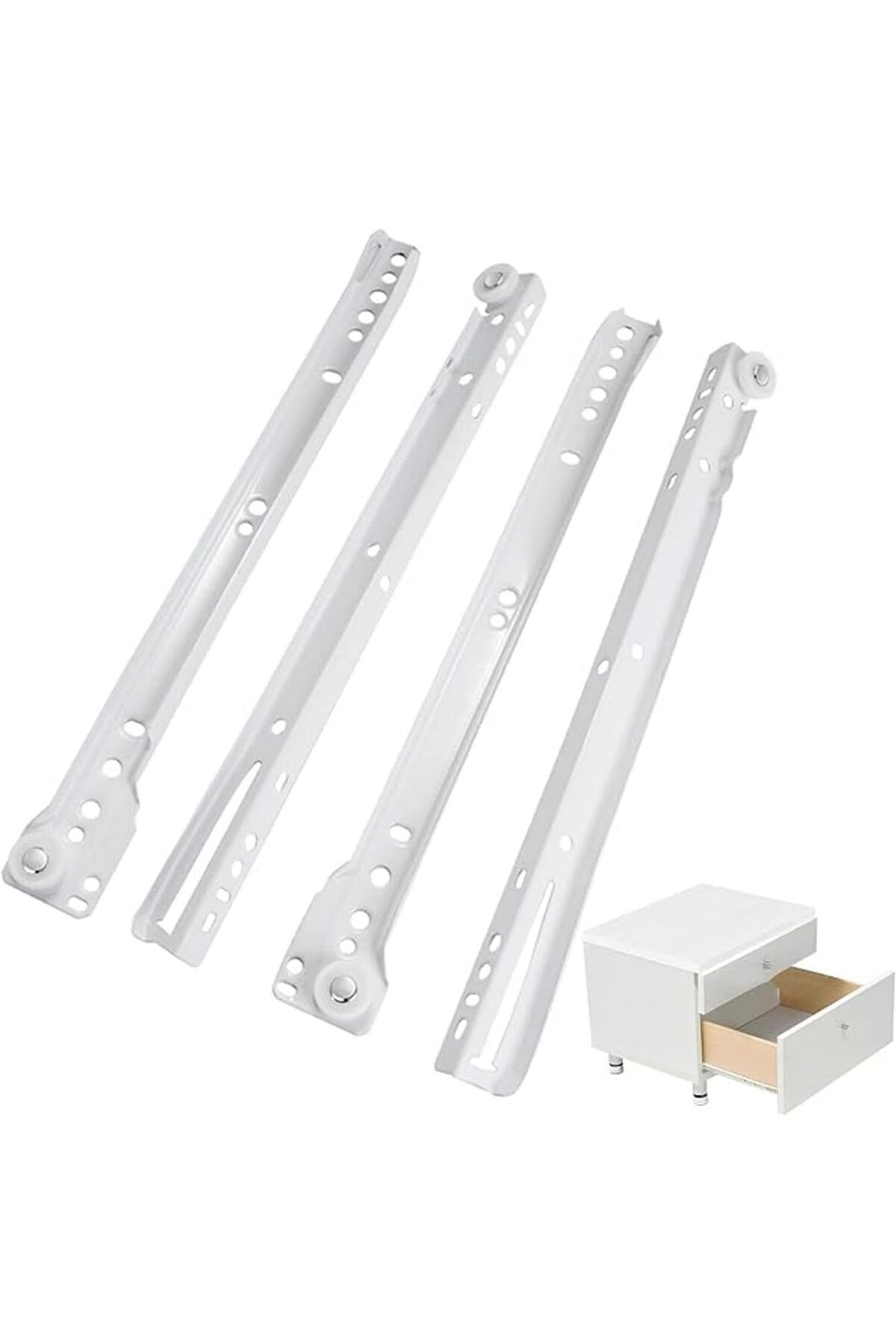 Generic-AL ARQAM 14" Cabinet Drawer Slides with Wheels – White Rails for Tables & Clothing Cabinets 1