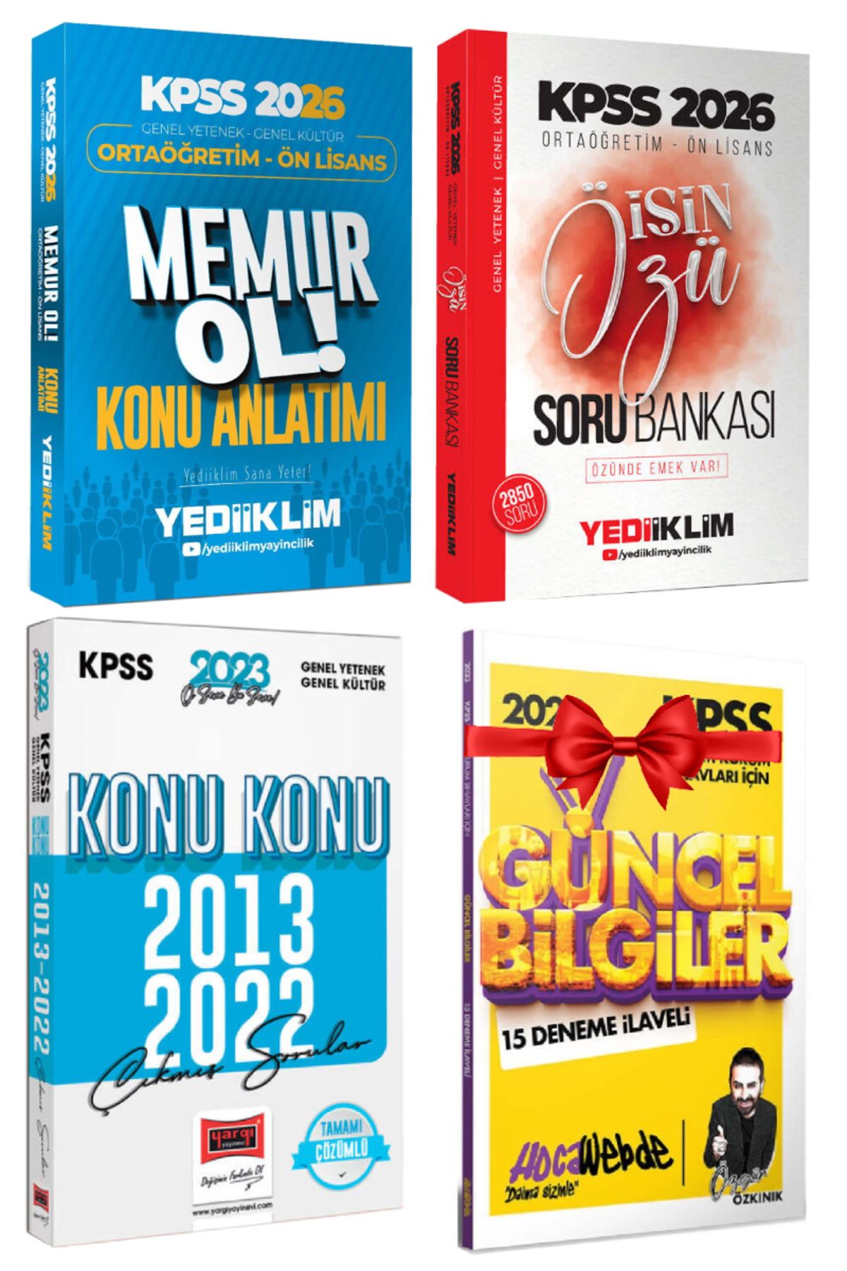 Yediiklim Yayınları 2026 Yediiklim KPSS Ortaöğretim Ön Lisans Konu Anlatım Memur OL+ Soru Bankası+Çıkmış Sorular+Hediye