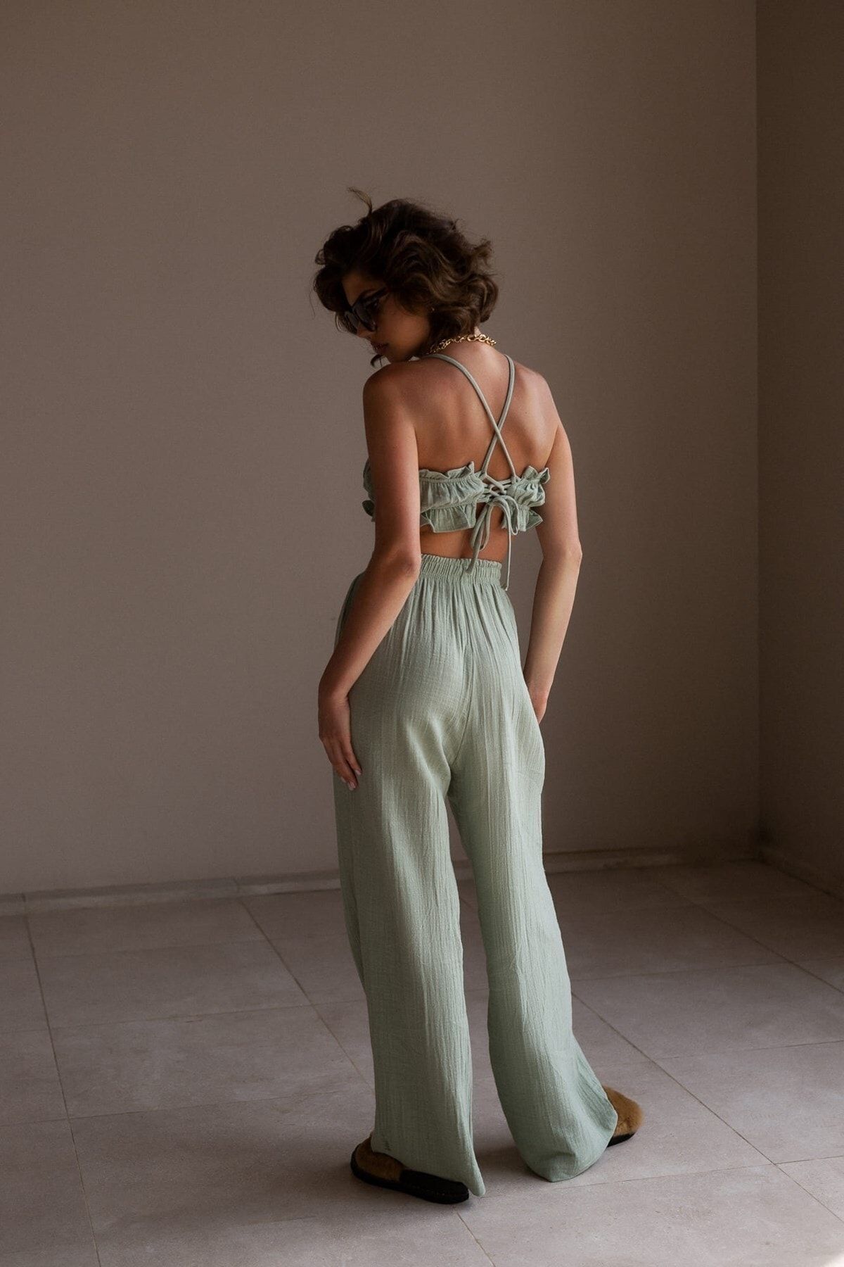 BOHEMAİ-Harvey Çağla Muslin Crop Set 4