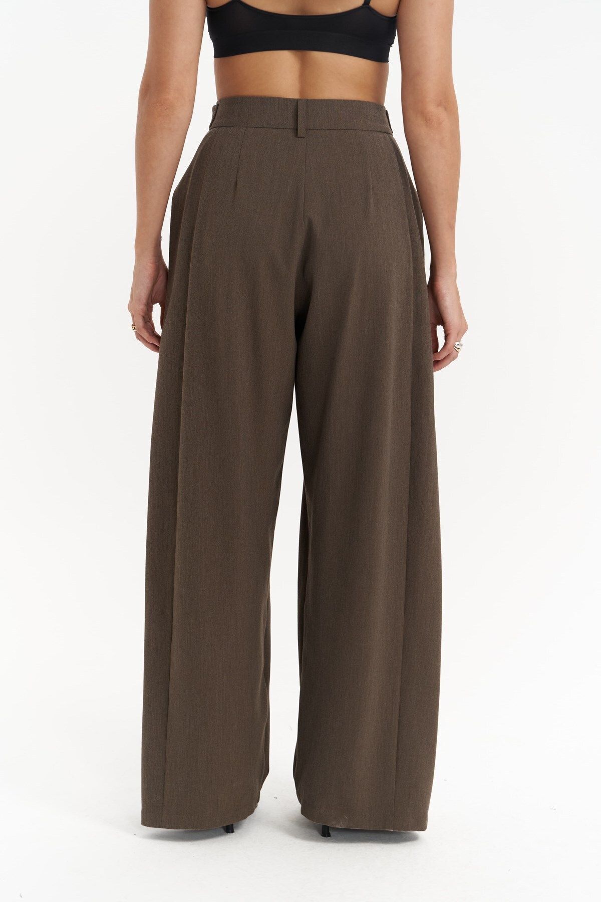MAİ COLLECTİON-Buller Belt Detail Brown Trousers 5