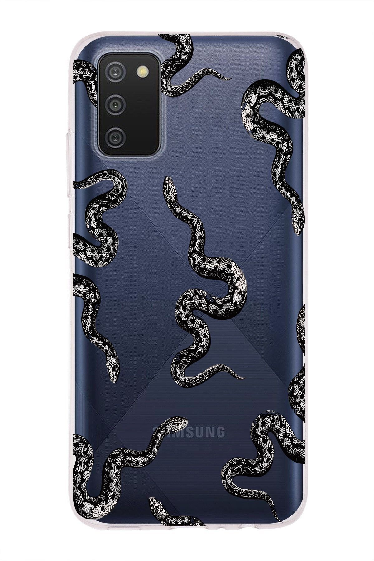 moonset Samsung Galaxy A02S Uyumlu Yılan Tasarımlı Baskılı Şeffaf Telefon Kılıfı