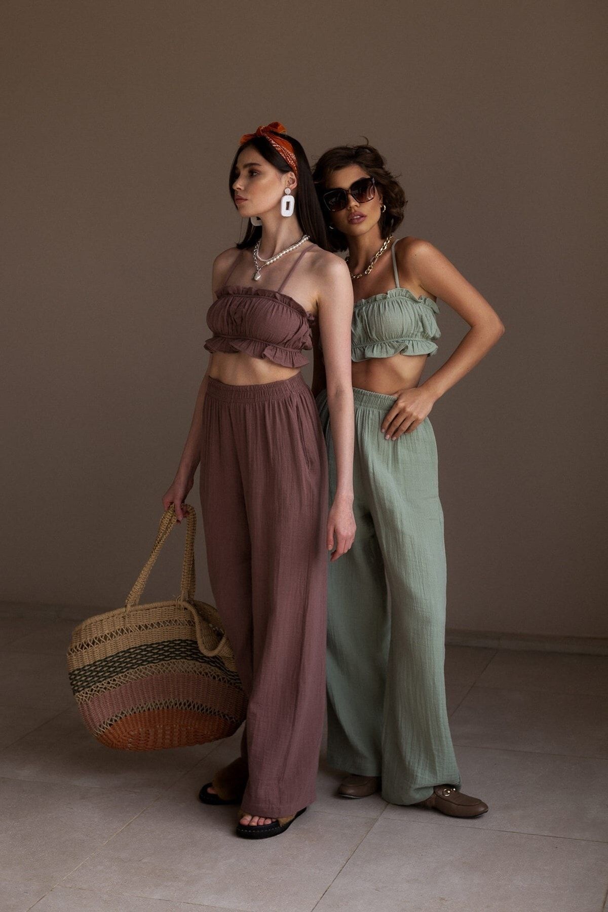 BOHEMAİ-Harvey Çağla Muslin Crop Set 5