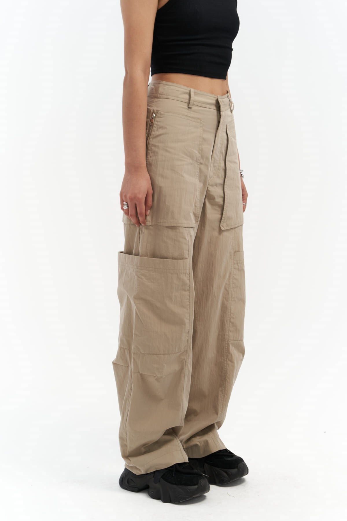 MAİ COLLECTİON-Παντελόνι Wendy Beige Parachute Cargo 4