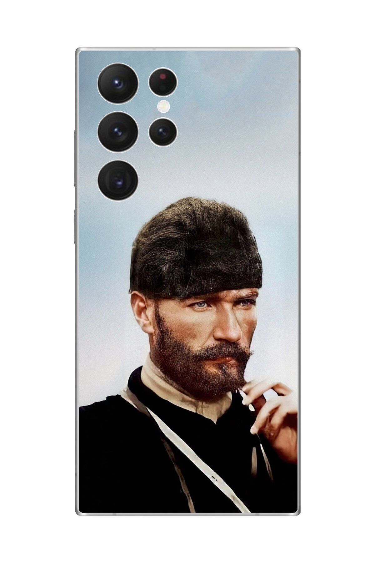 Dali Design Samsung Galaxy S22 Ultra Uyumlu Şeffaf Kılıf Atatürk 2 Tasarımlı