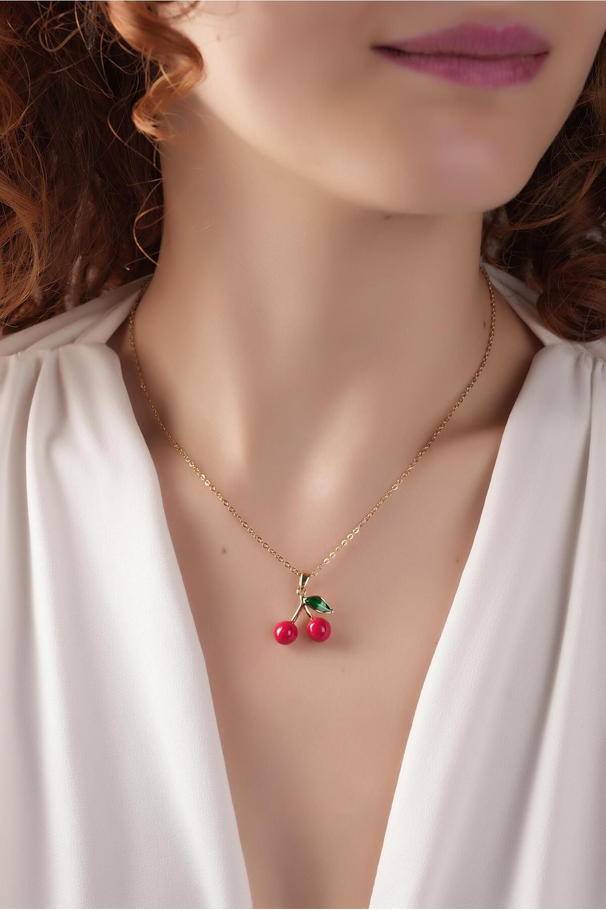 Çlk Accessories Çelik Plaka Kiraz Kolye 50733