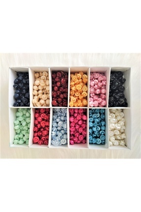 Zedhobi 24 Adet 11 Mm Renkli Karışık İnci Düğme İthal Bebek Yarım İnci Düğme