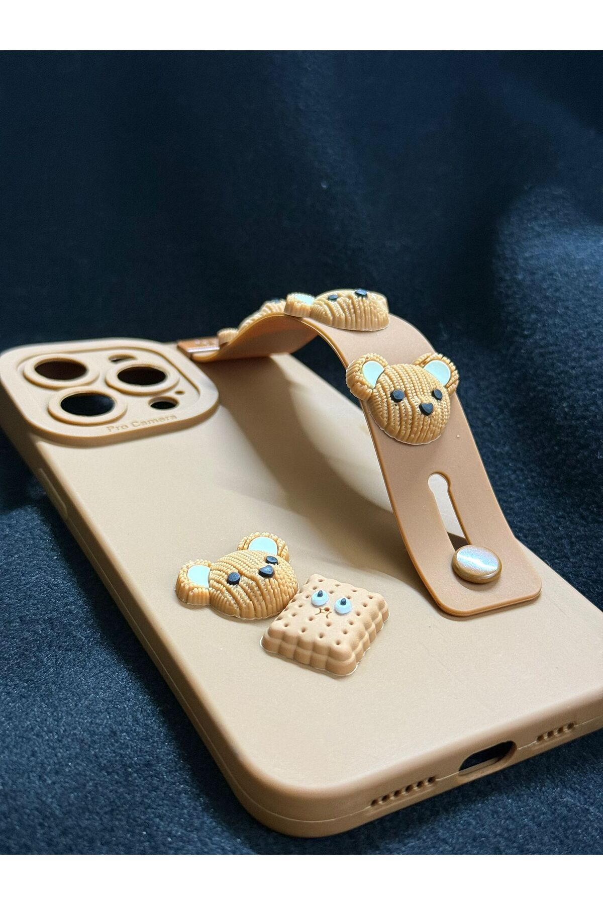 soonaksesuar iPhone 14 Pro Kawaii Ayıcık Figürlü Silikon Telefon Kılıfı