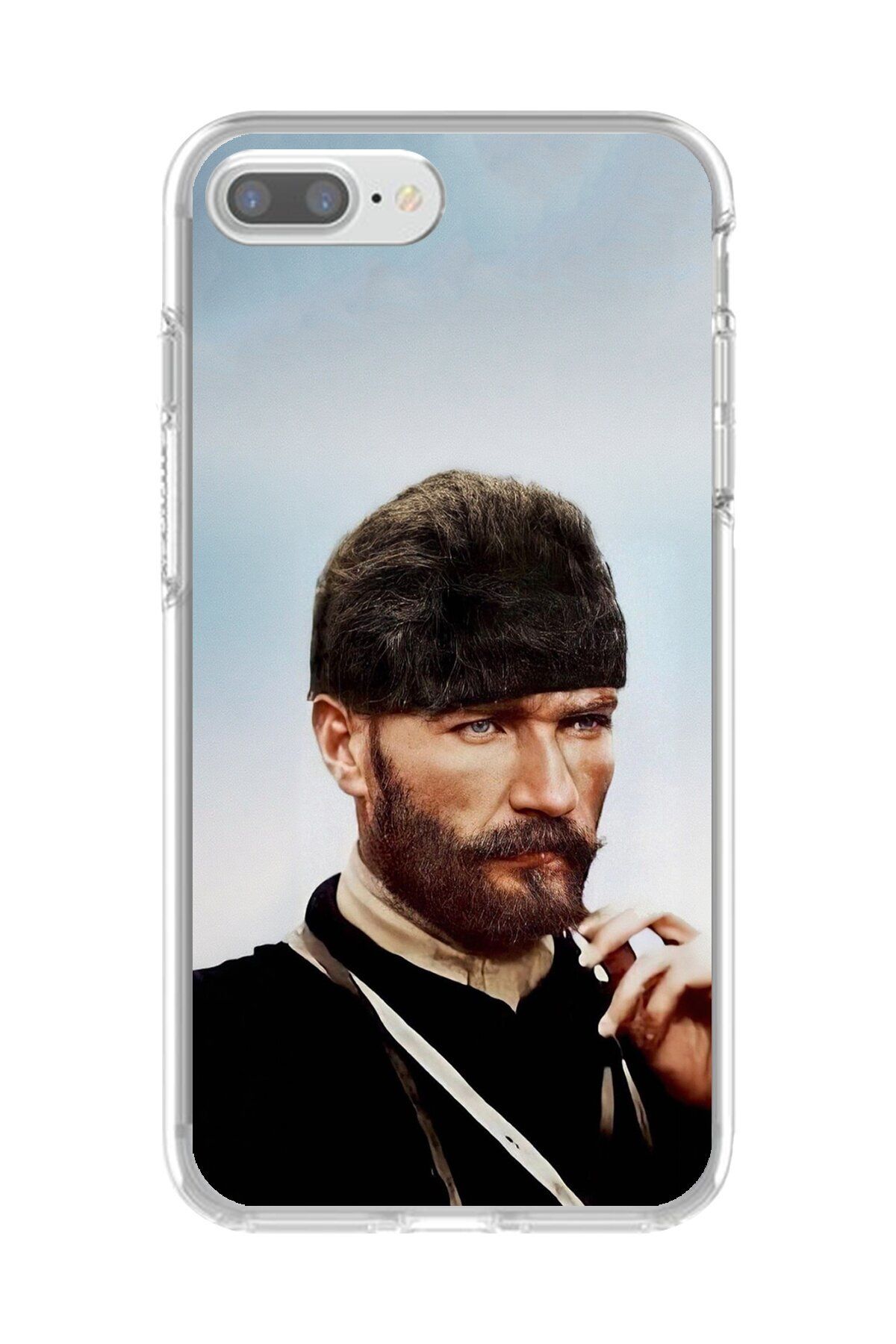 Dali Design iPhone 8 Plus Uyumlu Şeffaf Kılıf Atatürk 2 Tasarımlı