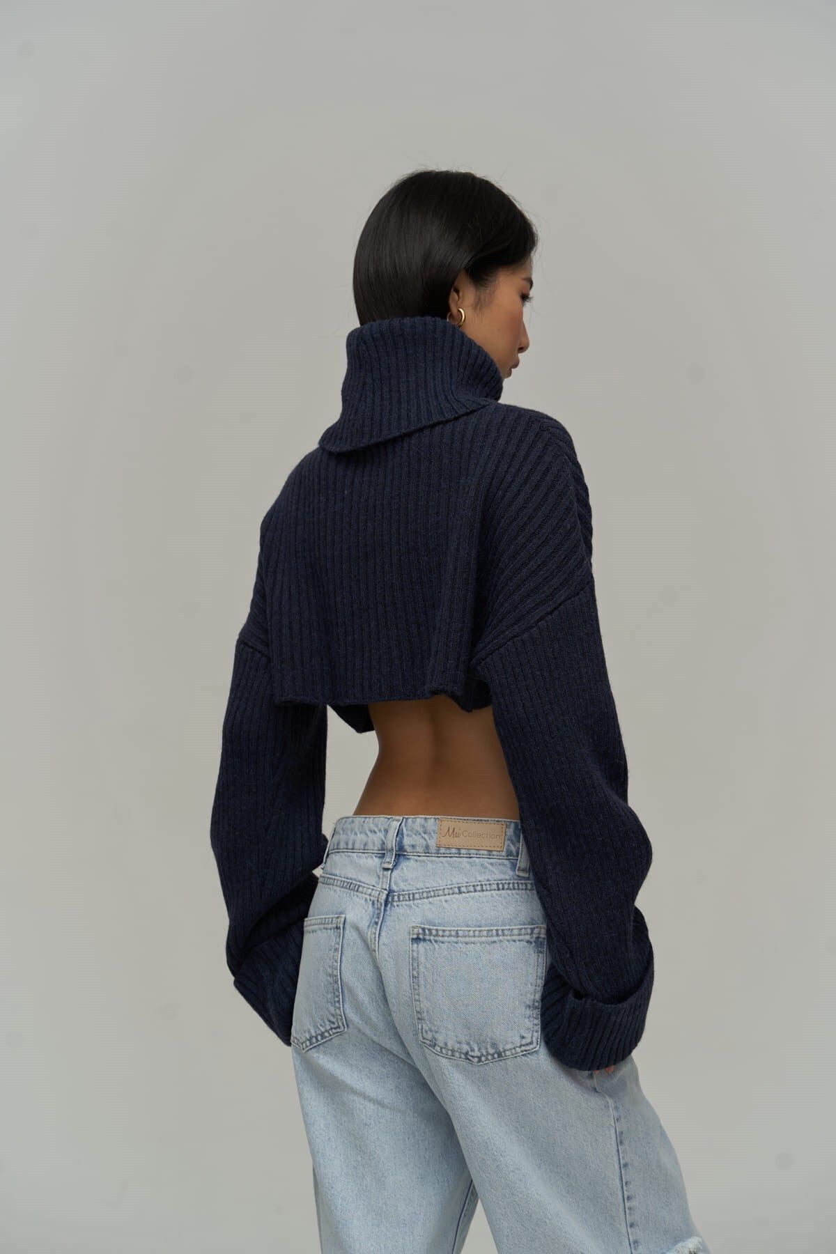MAİ COLLECTİON-Revue High-Rise Marineblauer Crop-Pullover 7