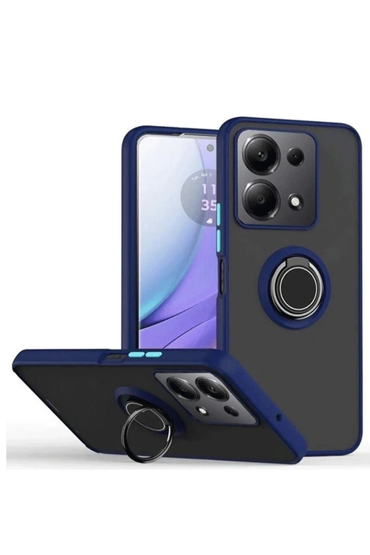 NewFace Xiaomi Redmi Note 13 Pro 5G Kılıf Montreal Yüzüklü Silikon Kapak - Lacivert YKTSN
