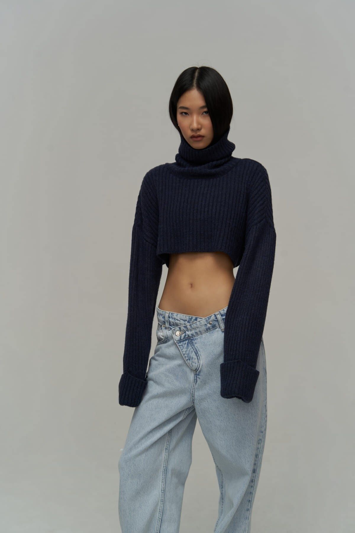 MAİ COLLECTİON-Revue High-Rise Marineblauer Crop-Pullover 2