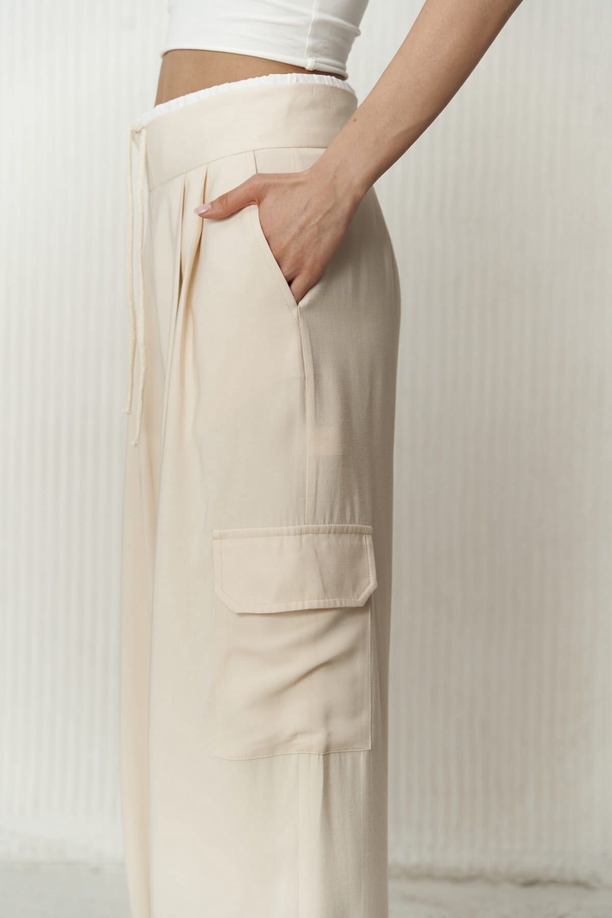 MAİ COLLECTİON-Beigefarbene Gloria-Boxershorts mit Details 7