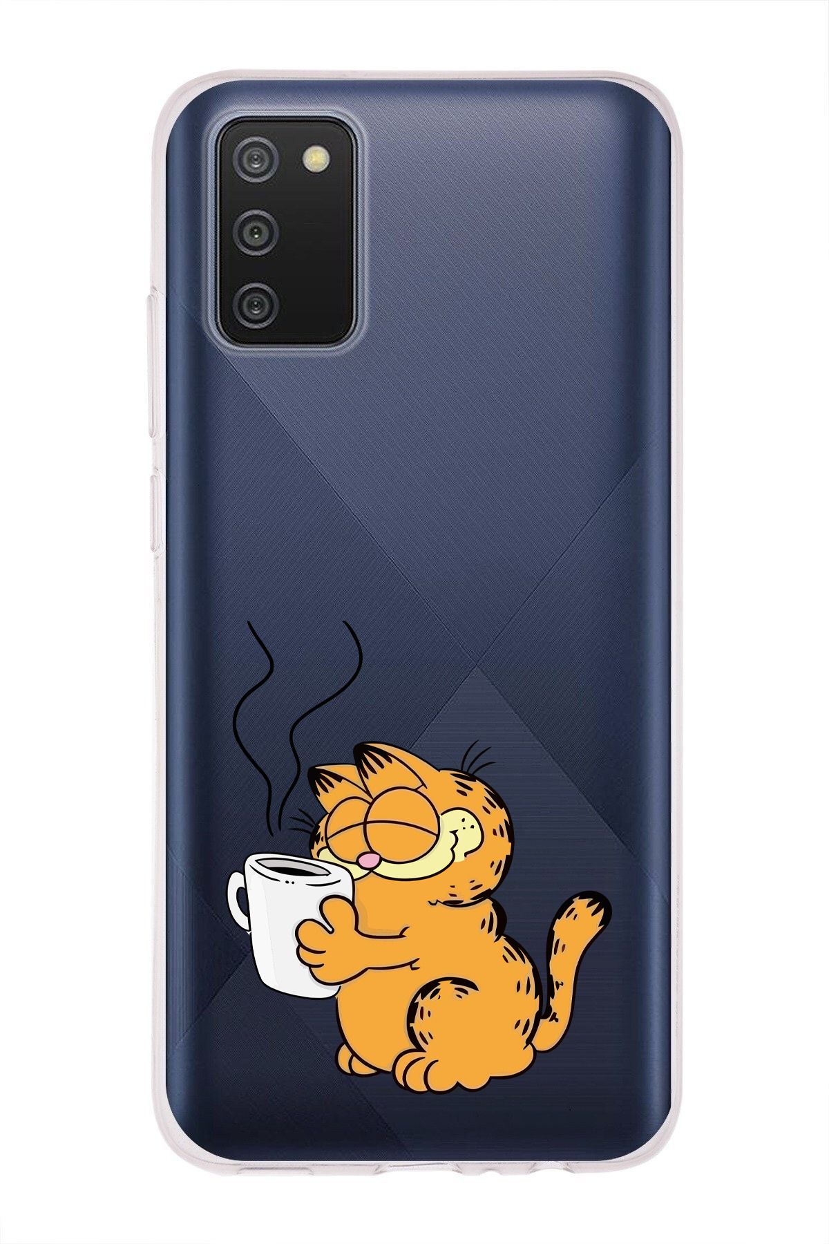 moonset Samsung Galaxy A02S Uyumlu Garfield Tasarımlı Baskılı Şeffaf Telefon Kılıfı