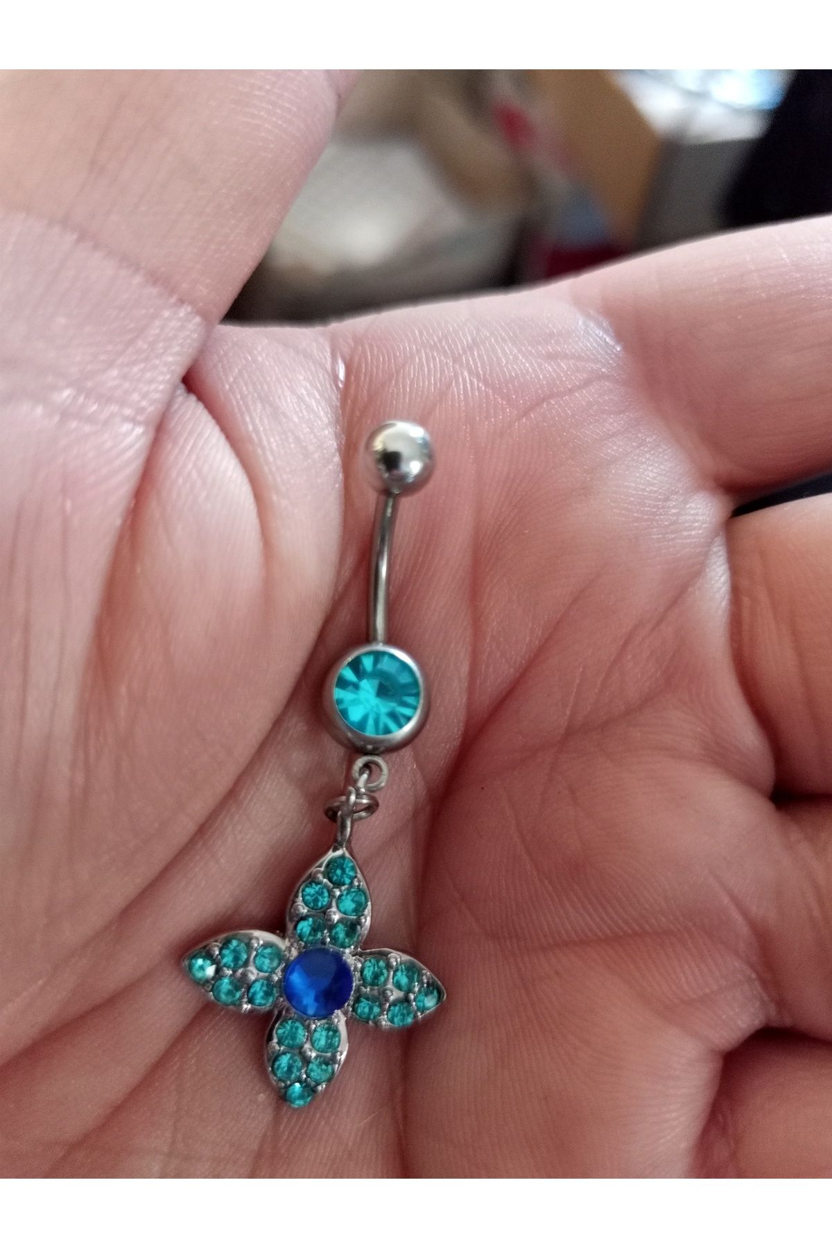 BUĞLEM Göbek Piercing Cerrahi Çelik 316L Gümüş Renk Paslanmaz Kararmaz
