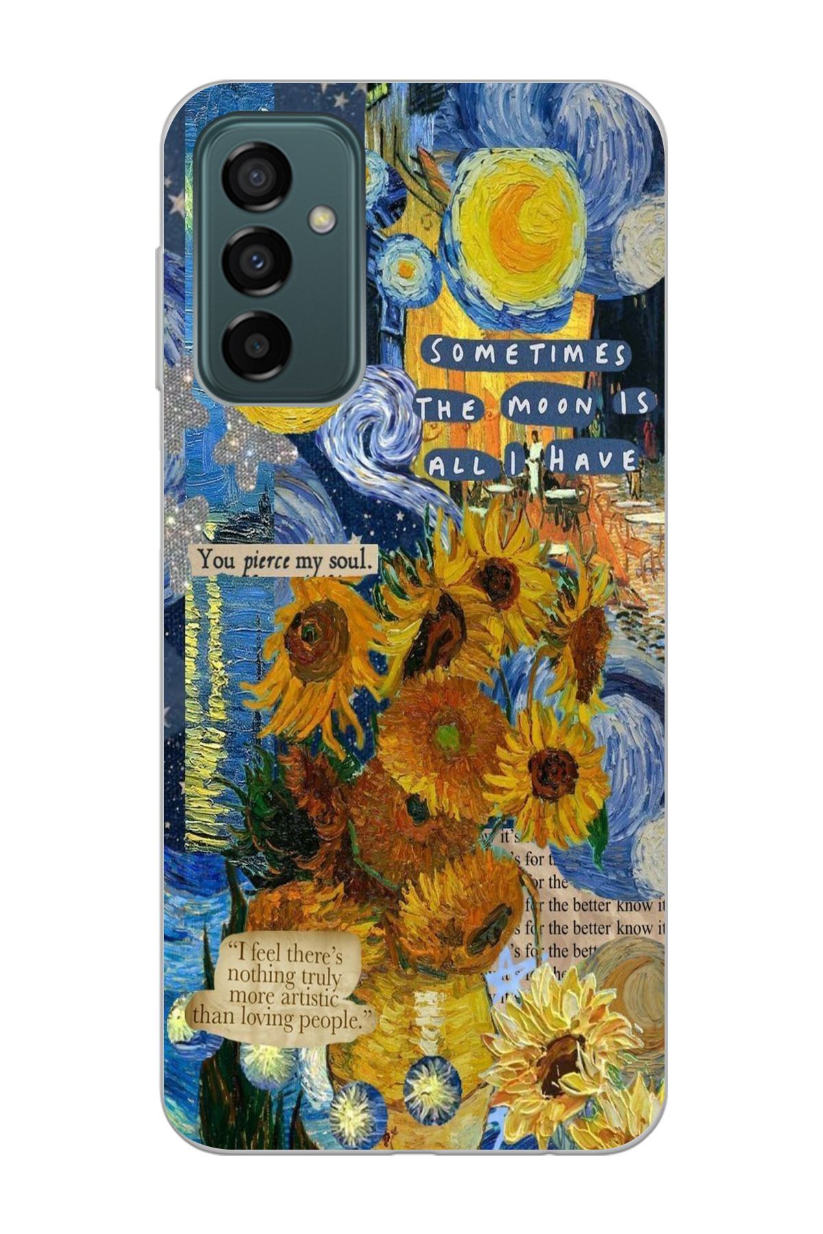 moonset Samsung Galaxy M13 / M23 Uyumlu Van Gogh Tasarımlı Baskılı Şeffaf Telefon Kılıfı